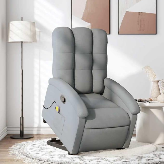 vidaXL - Sta-op-massagestoel - verstelbaar - stof - lichtgrijs