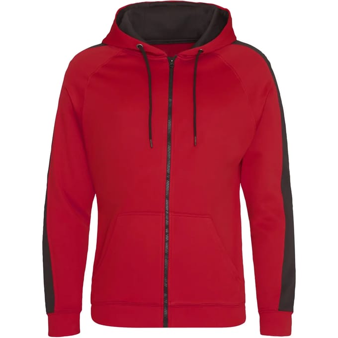 Sports Polyester Zipped Hoodie met capuchon Fire Red - M
