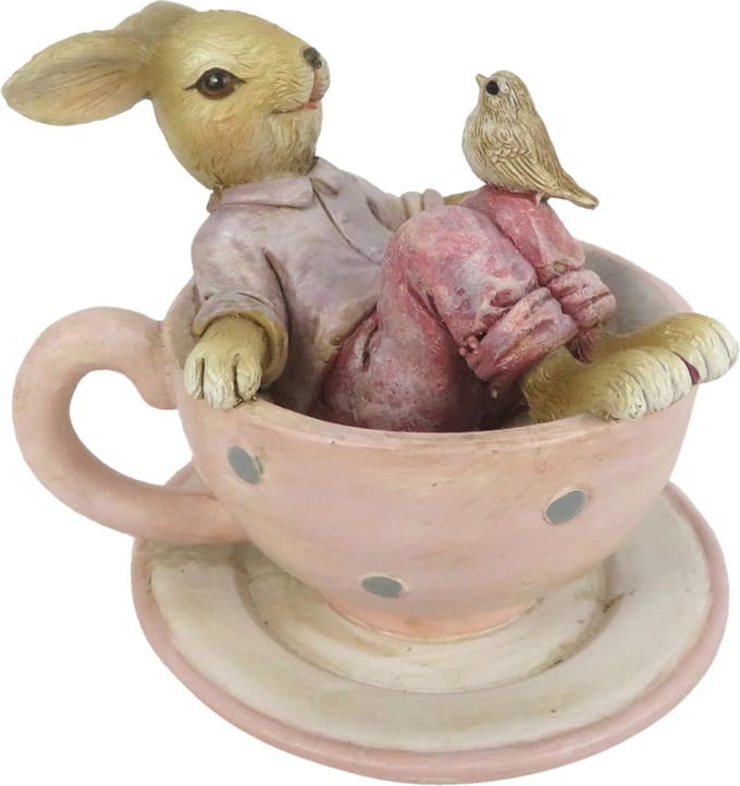 Clayre & Eef Beeld Konijn 10x8x8 cm Bruin Roze Kunststof