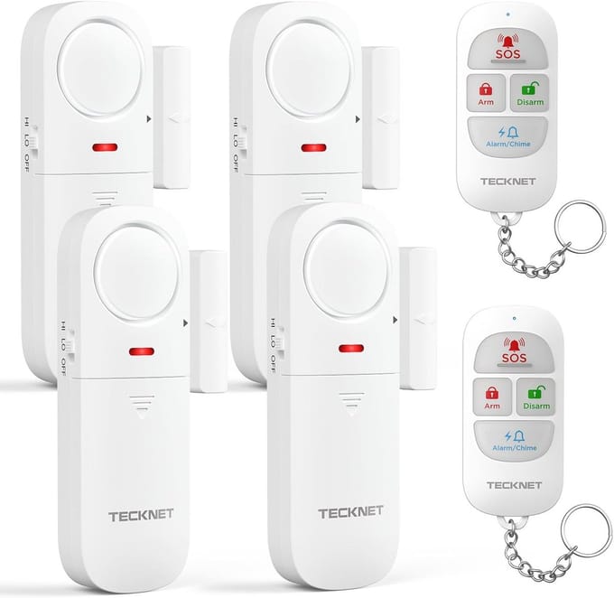 Raamalarm Set - Deuralarm - Inbraakbeveiliging Thuis - 4 Functiemodi - 4 Stuks - Wit