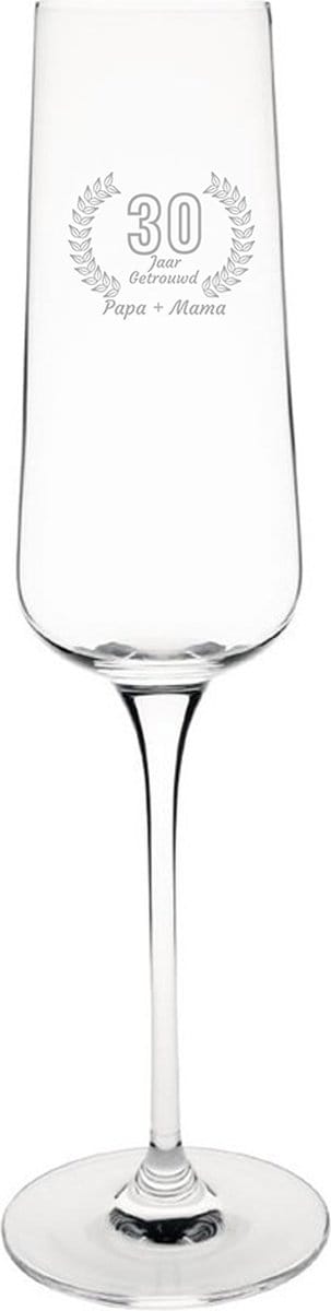 Gegraveerde Champagneglas 27cl Papa + mama 30 jaar getrouwd