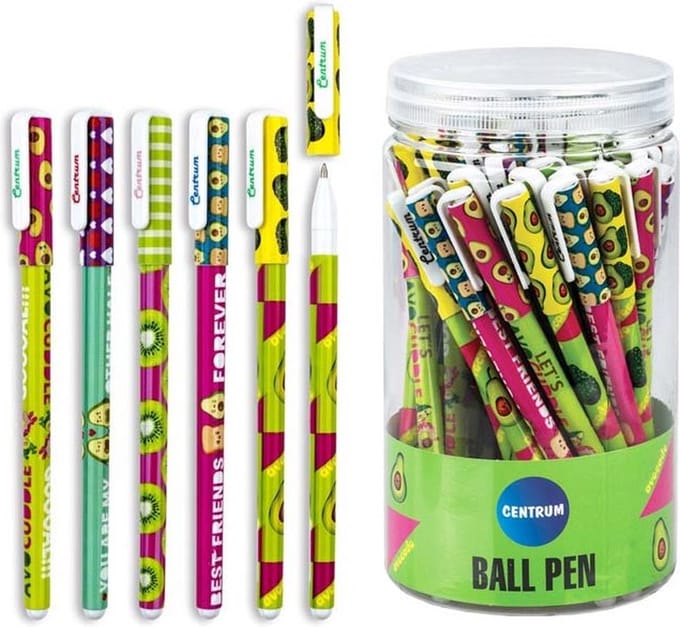 Centrum uitwisbare gelpennen fruit set - 48 stuks blauw schrijfplezier.