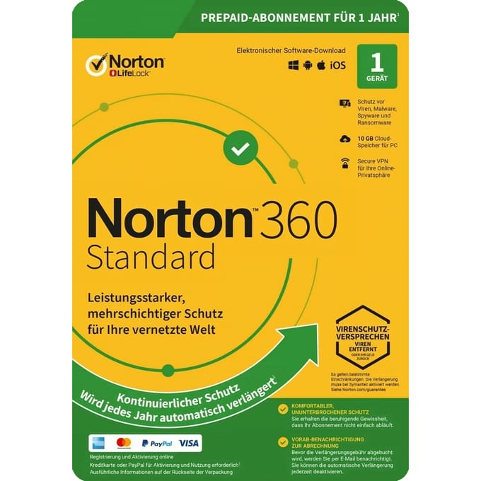 Norton 360 Standard, 10GB Cloud, 1 apparaat 1 jaar