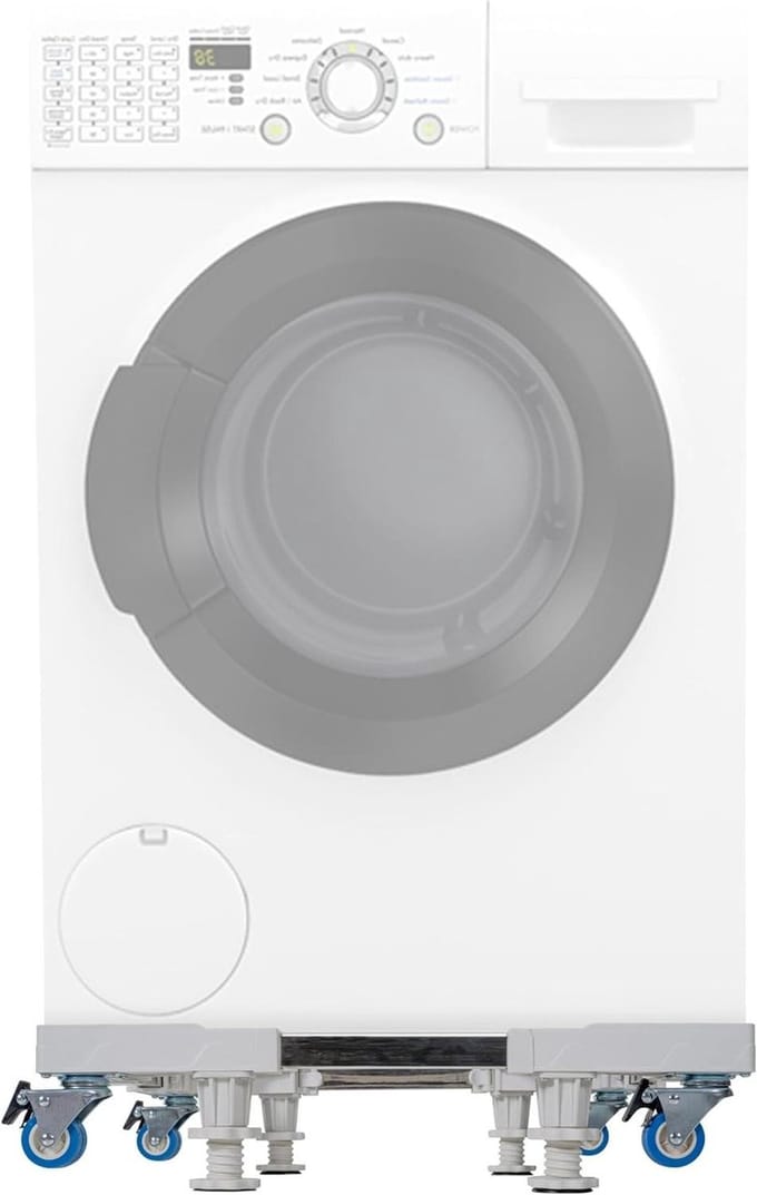 Wasmachine Onderstel - Apparaat Verhoger - Apparaten Plaatsen - Verrijdbaar en Verstelbaar - 37-62 cm - Wit