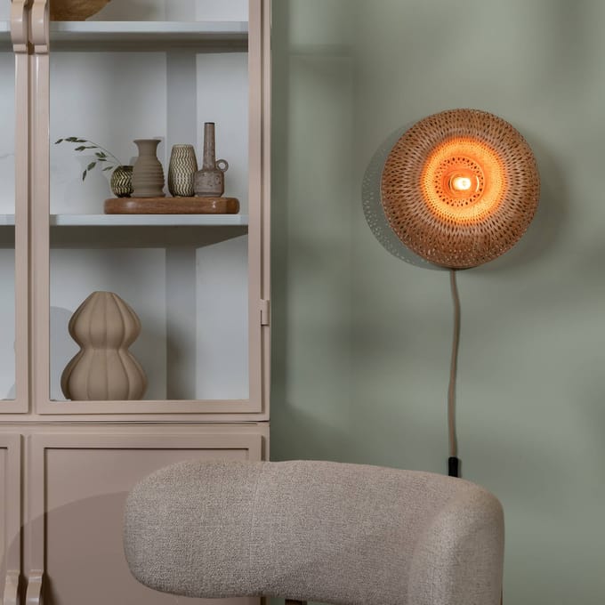 GOOD&MOJO Wandlamp Barbados - Naturel - Ø35cm - Binnen Bohemian