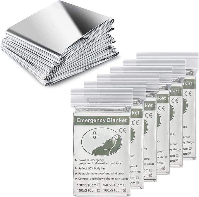 Reddingsdeken 6-pack - Waterdichte Overlevingsdekens voor Wandelen, Survival en EHBO