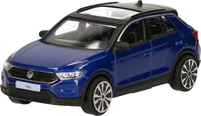 Bburago Modelauto Volkswagen T-Roc 2021 - blauw - 10 cm - schaal 1:43 - speelgoedauto