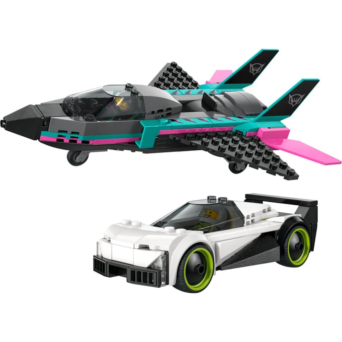 LEGO City Straalvliegtuig vs. Sportauto Bouwset 60489 | Avontuurlijke Race- en Vliegset voor Kinderen