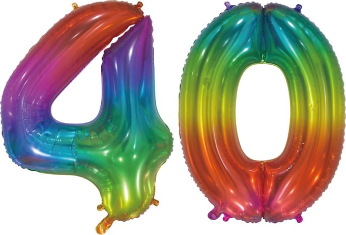 Folieballon 40 jaar Regenboog 76cm