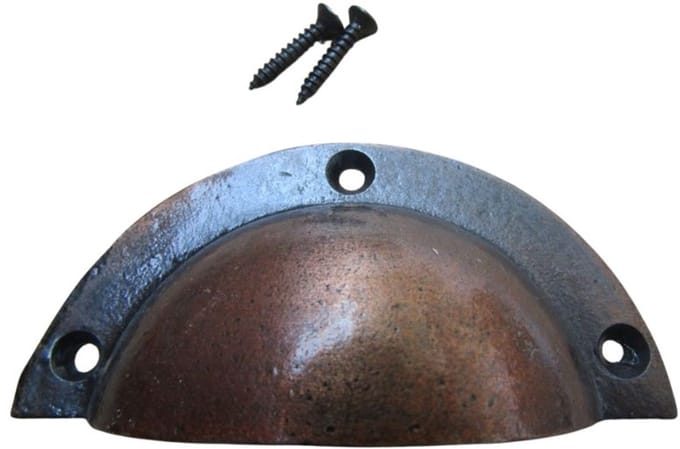 Cast Iron Small Victorian Cup Pull Handle Antique Copper