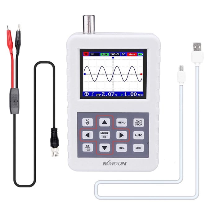 KKmoon DSO PRO Digitale Oscilloscoop Handheld Oscilloscoop Mini Handpalmformaat Oscilloscoop met 5M With P6100 wit