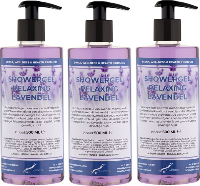 Douchegel Relaxing Lavendel 500 ml - set van 3 stuks - met gratis pomp - Showergel