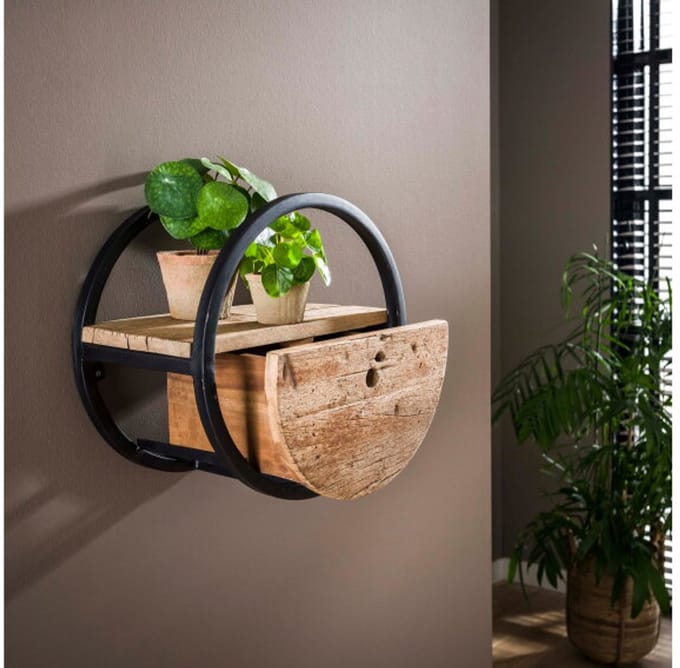 Wandschap Met Lade 40 cm - Robuust hardhout