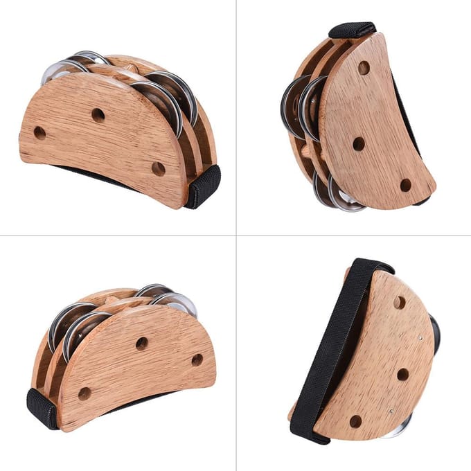 Boîte de Cajon elliptique, accessoire compagnon de tambour, tambourin de Jingle de pied pour Instruments de Percussion à main beige