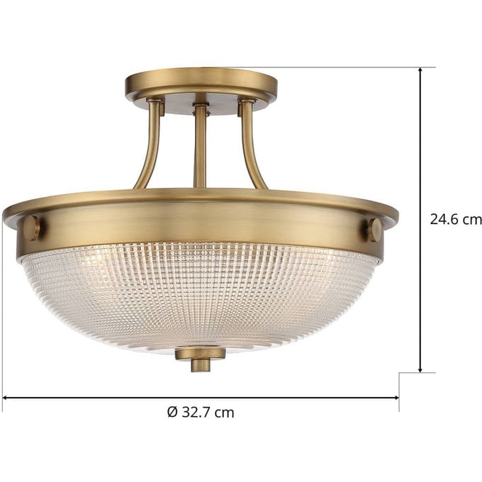 Quoizel LED Plafondlamp Mantle | 2X E27 Max 60W | Dimbaar | Weathered Brass