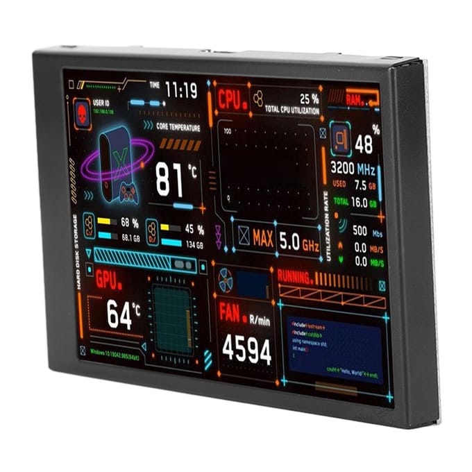 3.5in Computer Temperatuur Monitor Dubbele USB Poort IPS Mini Display CPU Data Monitor met Visuele Thema Editor voor GPU RAM HDD