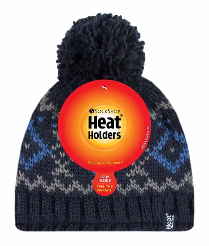 Heat Holders - Beanie Pom Pom-muts voor heren - Marine