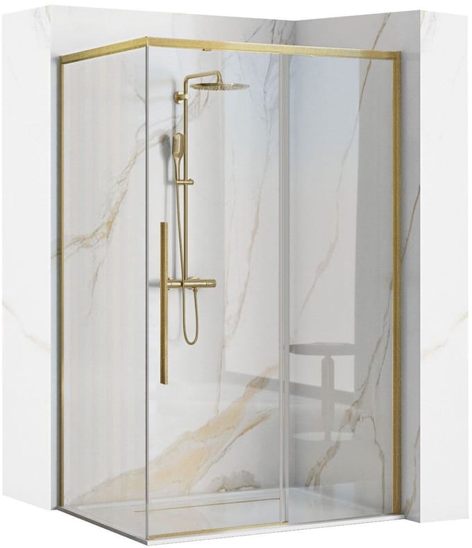 Rea Solar 100X80 - 195Cm - Douchecabine - Rechthoek - Geborsteld Goud