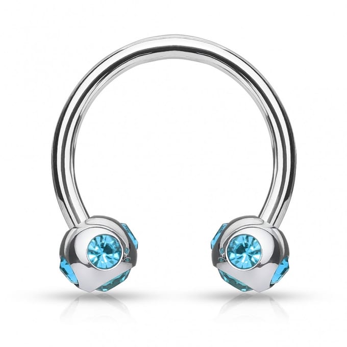 Piercing crystal ball ring 1.2x10x4 - zilver aqua - LMPiercings