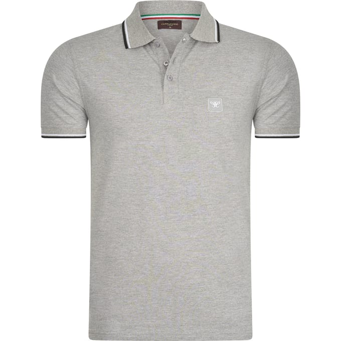 Cappuccino Italia - Heren Polo SS Applique Pique - Grijs - Maat M