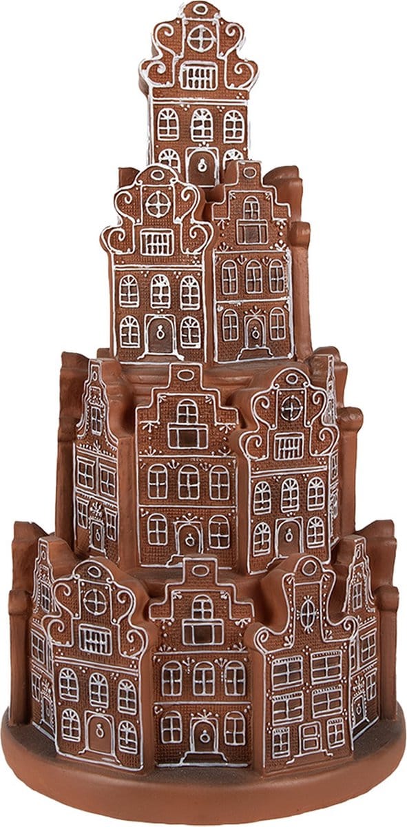 Clayre & Eef Gingerbread house met LED Ø 18x33 cm Bruin Polyresin