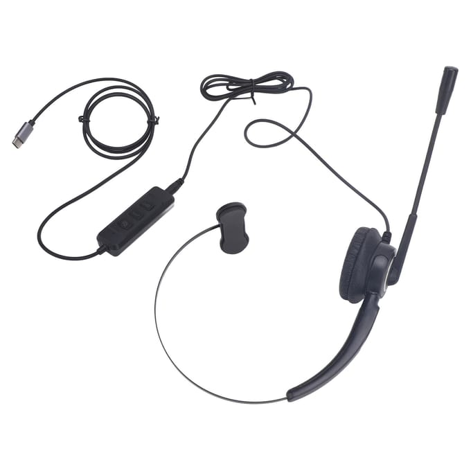Telefoonheadset met microfoon met ruisonderdrukking Enkeloorsondersteuning USB C naar USB 3.5mm Connector