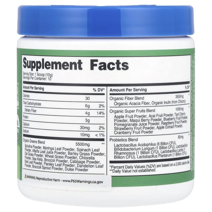 Nutricost, Organic Super Greens, Unflavored, 3.7 oz (103 grammes)