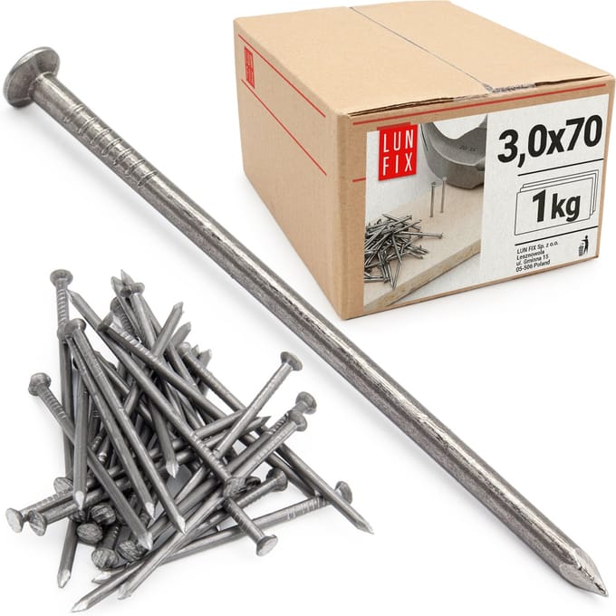 LUN FIX - Bouwspijkers 3x70 mm - zwart - 1kg
