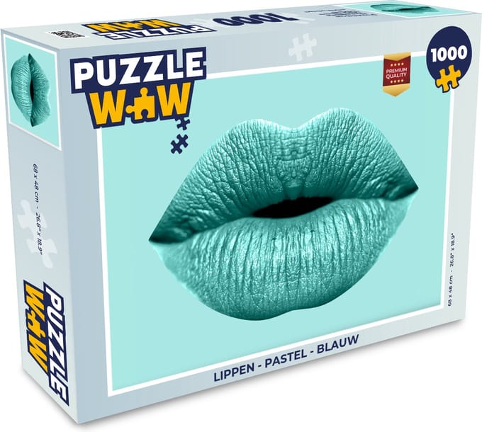 Puzzel Lippen - Pastel - Blauw - Legpuzzel - Puzzel 1000 stukjes volwassenen