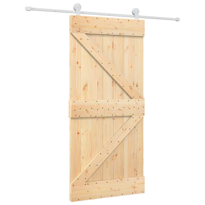 vidaXL - Schuifdeur - 95 - x - 210 - cm - Massief - Pine - Hout - (Onbehandeld)