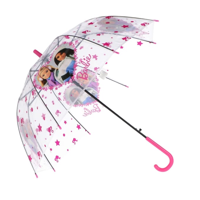 Barbie Paraplu - Kinderparaplu - Metaal frame - Roze - Transparant