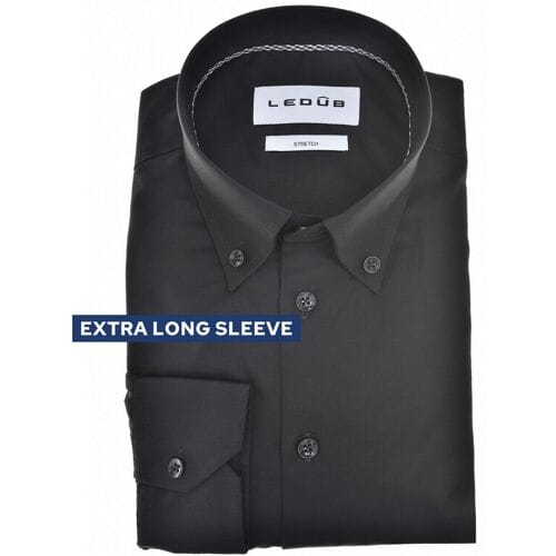 Ledûb Overhemd Cotton Stretch Solid Color Extra Long Sleeve Mouwlengte 7 Zwart / male