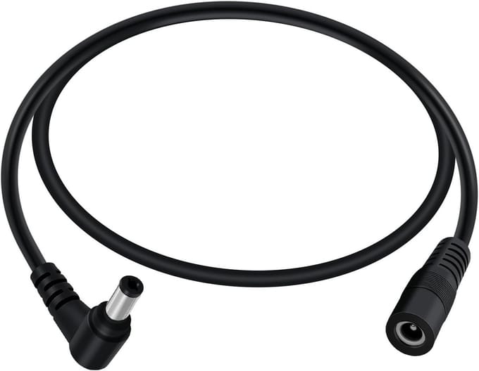 Extensionkabel 90 Graden 1 Meter voor 12V 24V LED Strips, DVR en CCTV Camera's met 5.5 mm x 2.1 mm Aansluiting