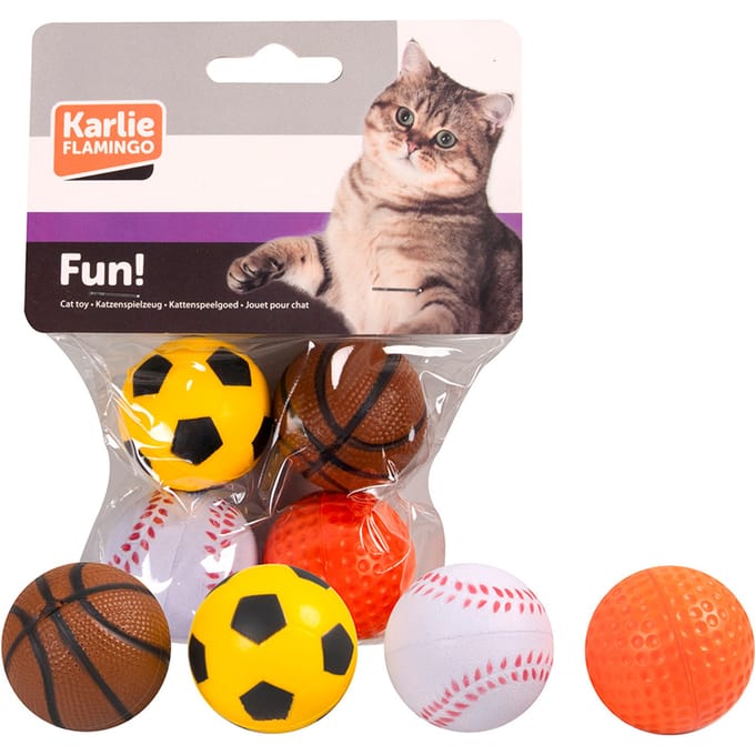 Karlie Kattenspeelgoed Schuimrubberen Bal - 4 stuks