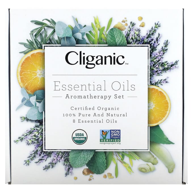 Cliganic, essential oil, aromatherapy set, 8 piece set