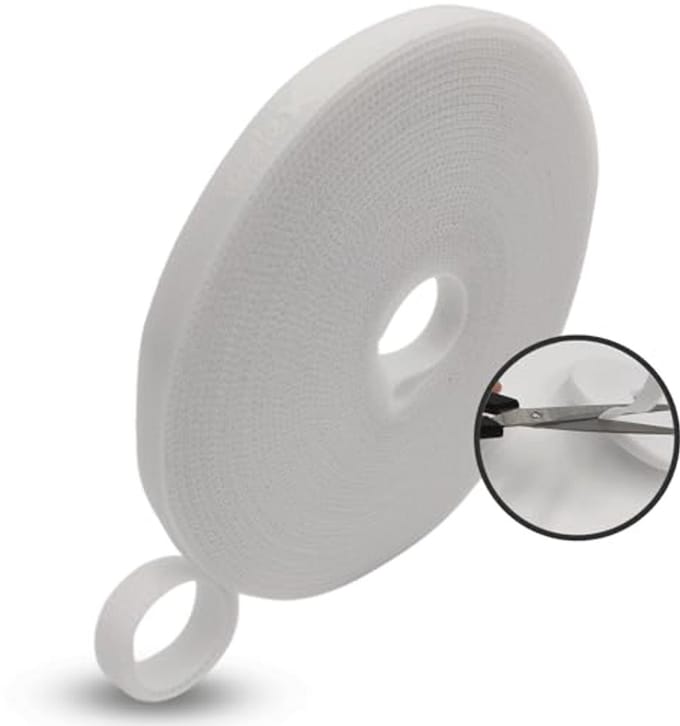 Klittenbandbinders voor Kabelbeheer - Herbruikbare Kabelorganizer met Klittenbandsluiting, 10 mm Breed, 10 m (Wit)