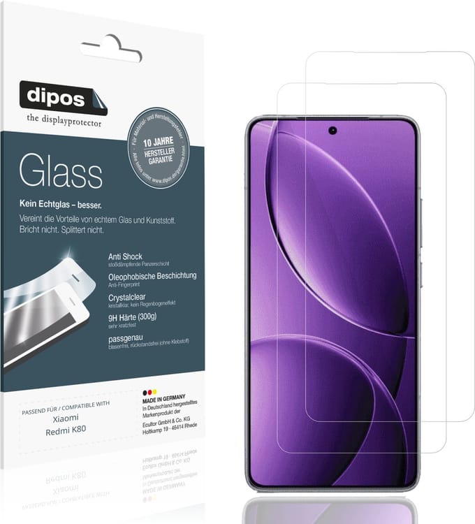 dipos – 2x Pantserfolie geschikt voor Xiaomi Redmi K80 | 9H Screenprotector