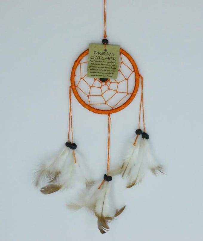 Dromenvanger / Dreamcatcher Ø9cm zonder kleintjes  - oranje