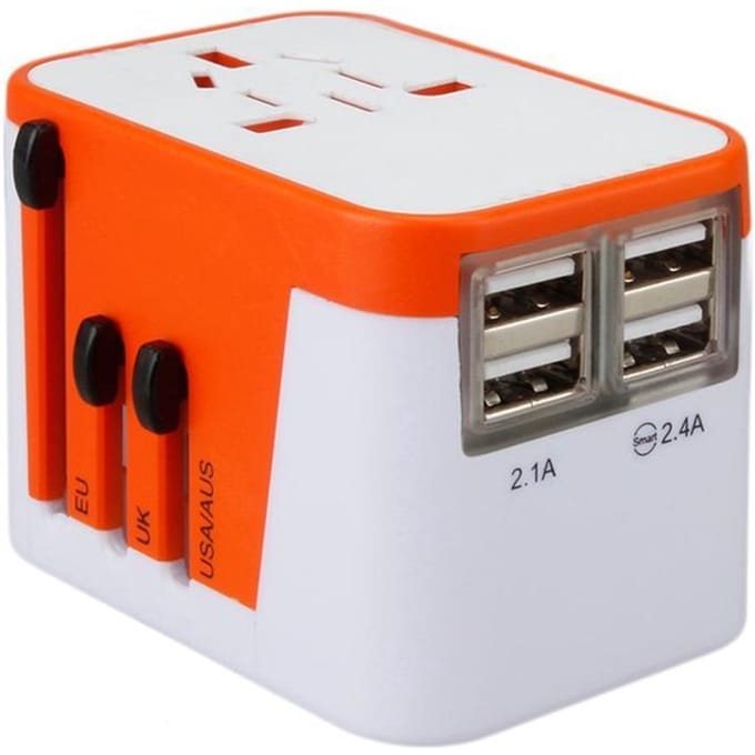 Lionheart Universele Wereldstekker - 4 USB poorten