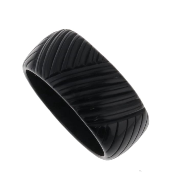 Behave - Armband - Zwarte bangle met reliëfmotief - Modern - 20 cm