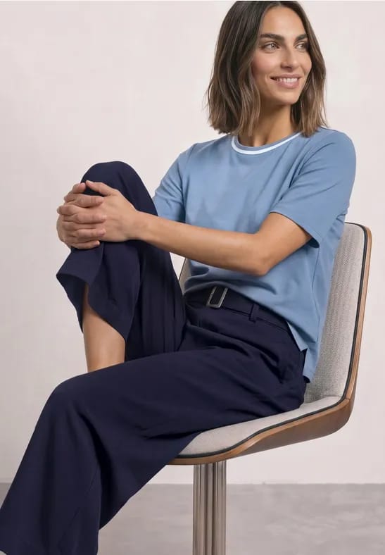 Shirt met ronde hals en contrasterende details