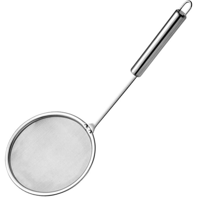 Schuimspaan Vetzeef RVS Fijnmazig Lange Steel Hot Pot Schuimspaan voor Vet Schuim Small white