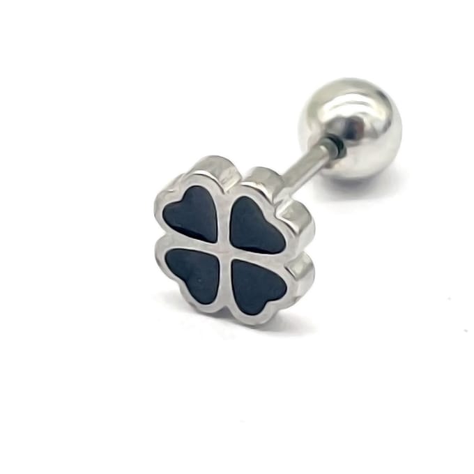 Oorpiercing Klavertje Vier - RVS - 6 mm - Zilverkleurig