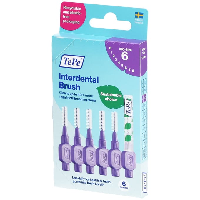 TePe Interdentale Ragers Original Paars ISO maat 6 – 1,1 mm (6 stuks)