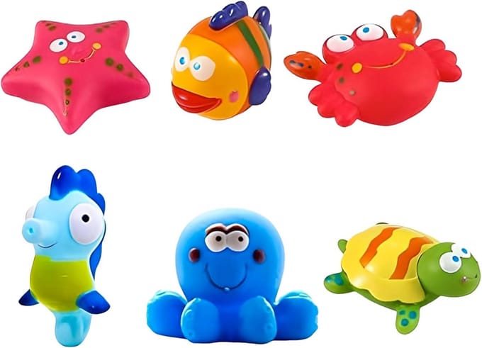 6 Stuks Bad Speelgoed Voor Baby's - Drijvende Oceanische Dier Rubber Squirters