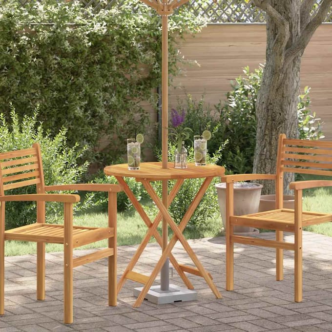 vidaXL - Tuintafel - inklapbaar - Ø60x75 - cm - massief - eucalyptushout