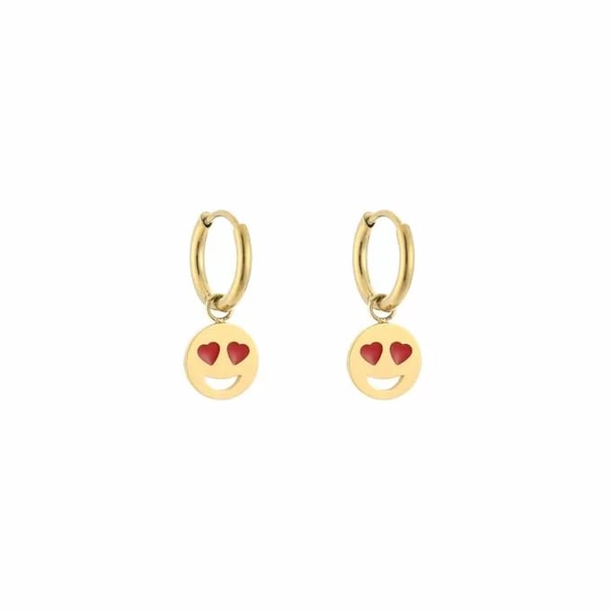 Bijoutheek Oorhangers Smiley Hartjes Ogen Goud