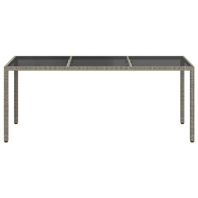 vidaXL - Tuintafel - 190x90x75 - cm - gehard - glas - en - poly - rattan - grijs