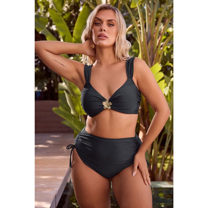 Yours Marineblauwe Superhoge Taille Buikcorrigerende Bikinibroekjes Size 48
