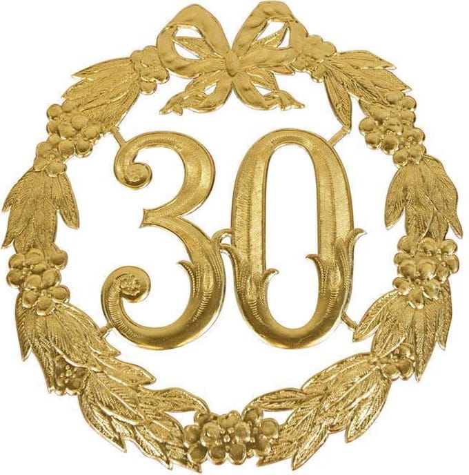 Jubileumcijfer 30 - 24cm - 30 Jaar - Goud